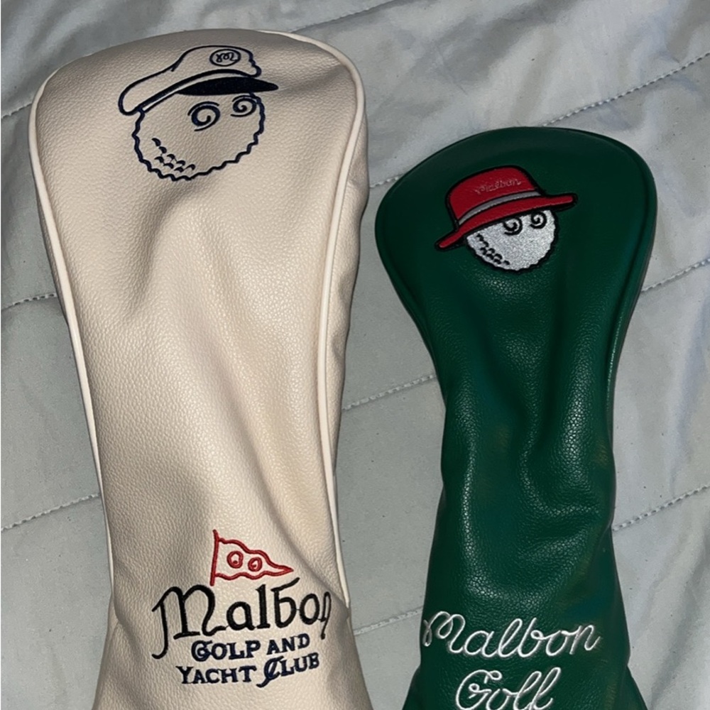 Malbon Golf Headcovers Set in Cream and Green (Just Cream!)